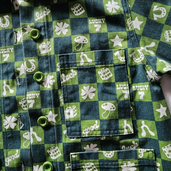 Size P Big Bud Press Work Jacket Lucky Green Print Pattern NWOT - Picture 11 of 13